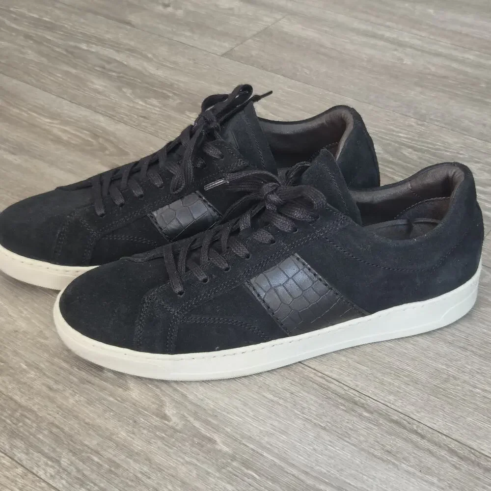 B2 BRUNO MAGLI Suede Leather Men US 10M Sneaker Black Made In Portugal